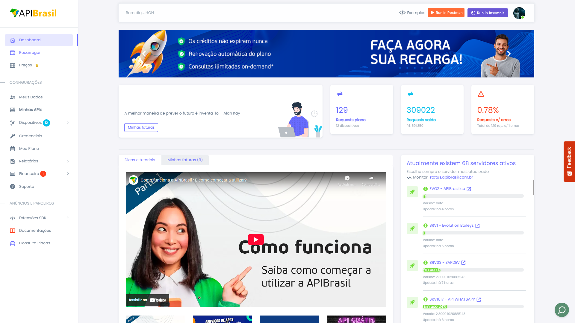 Dashboard APIBrasil - Gerencie suas APIs em um único lugar